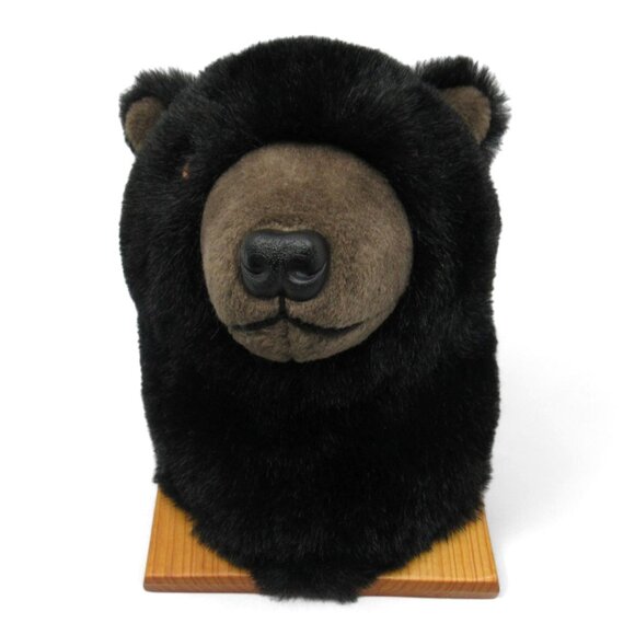 Black BEAR Head MOUNT Wall Decor Polyester on Wood Plaque Made in Canada 8.2" - Picture 3 of 10